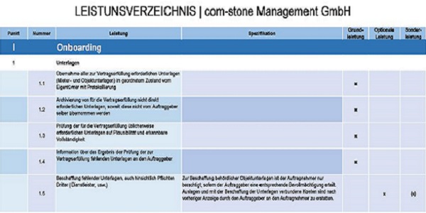 com-stone GmbH Leistungsverzeichnis com-stone GmbH Leistungsverzeichnis